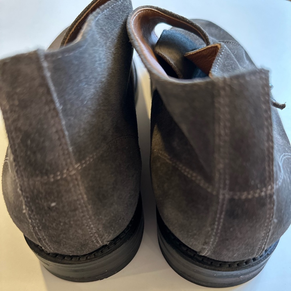 Frye chukka boots monk strap, gray suede